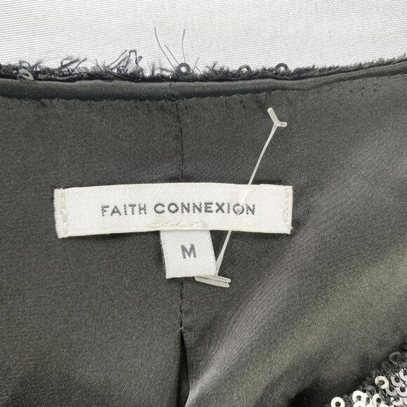 FAITH CONNEXION BLACK SILVER GLITTER ALL OVER SEQUINS COAT DRESS - M - Picture 8 of 12